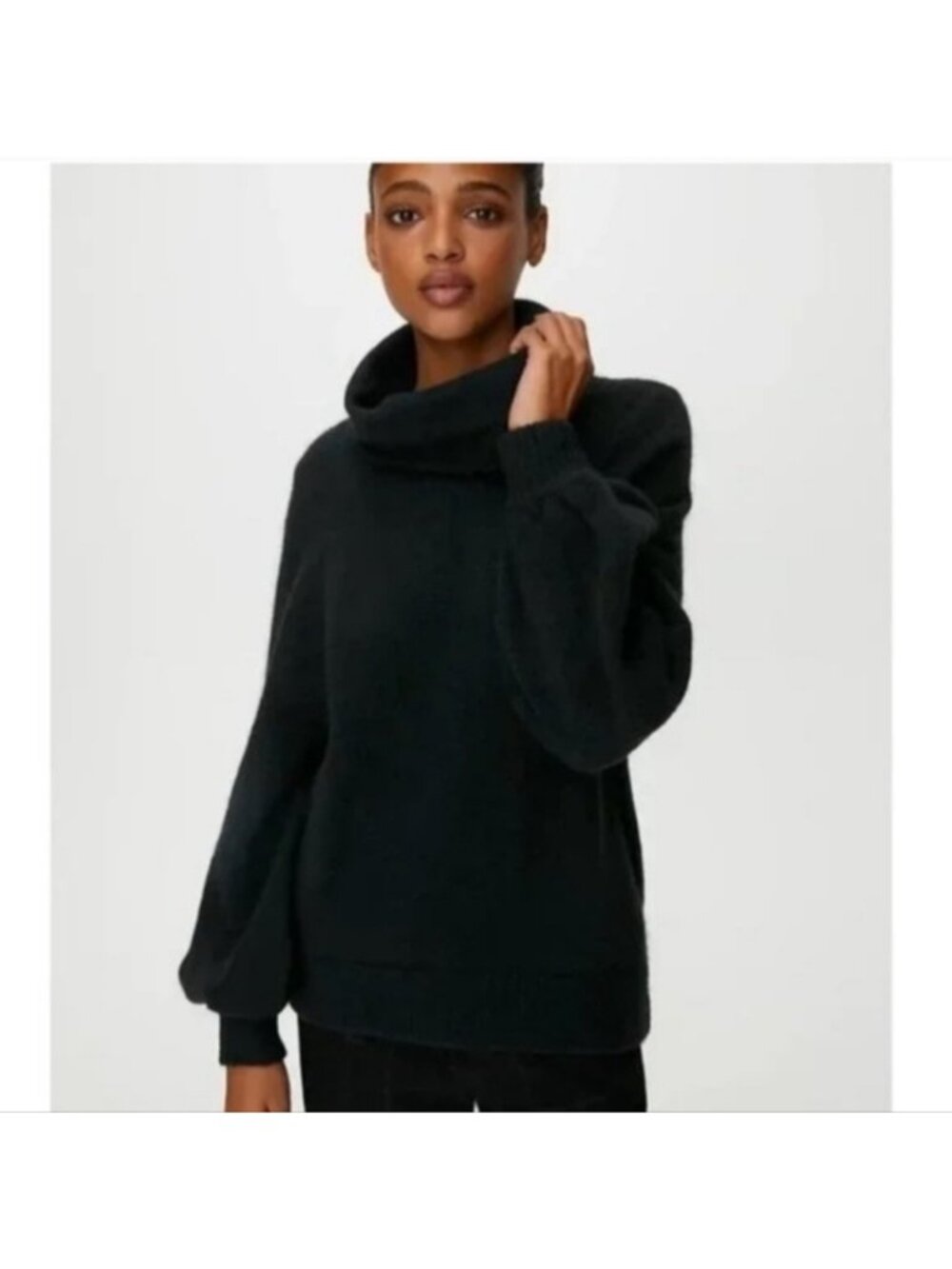 Aritzia Babaton Plutarch Black Alpaca Wool Turtleneck Sweater Small